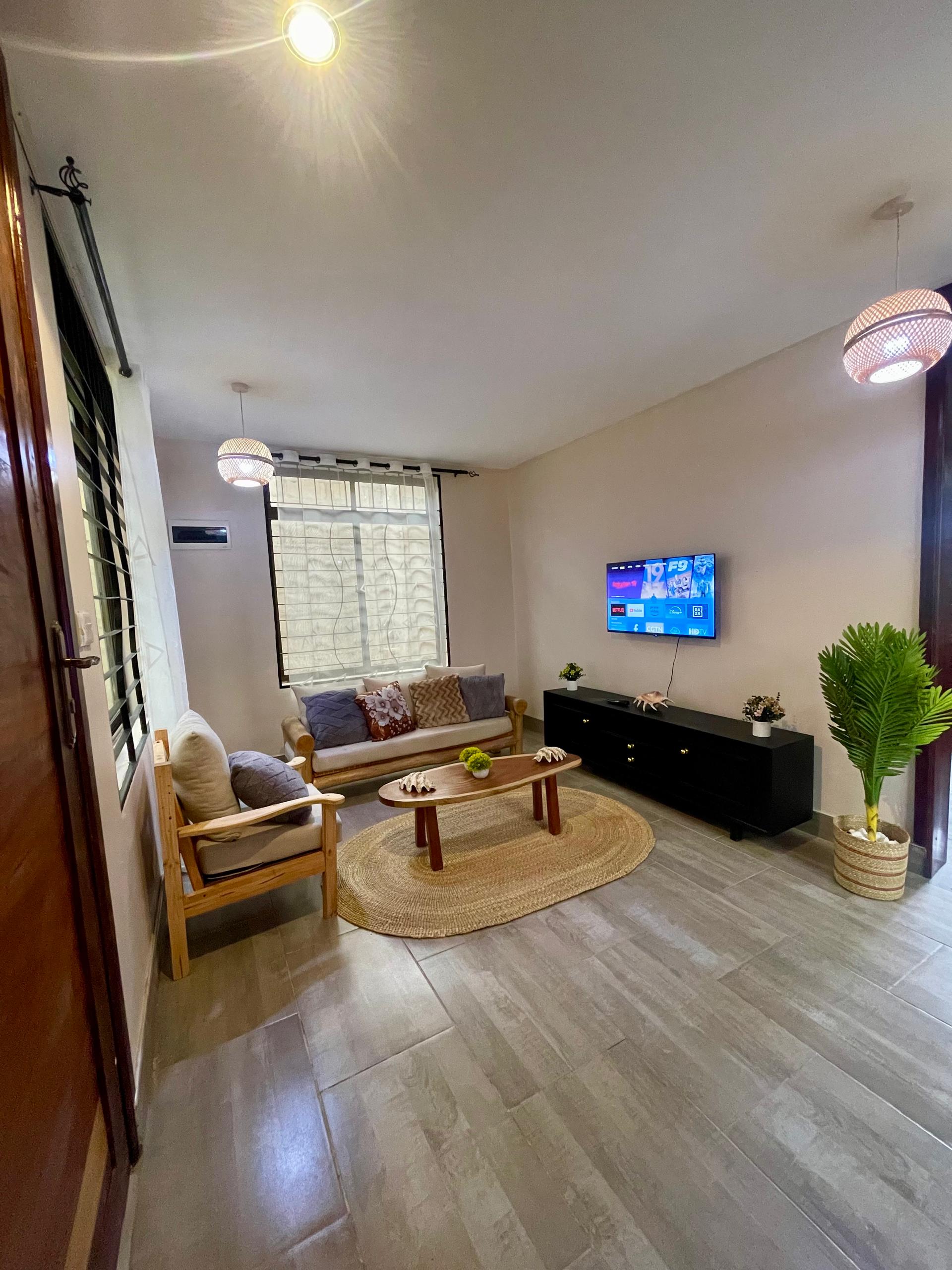 Living room with safari art